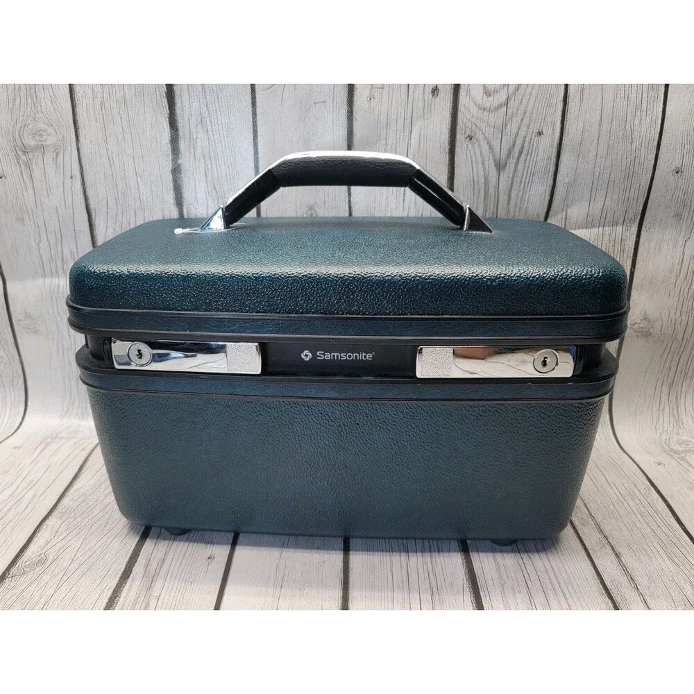VTG 80s Samsonite Series 2800 Train Travel Cosmetic Case Blue w Key Storage Tray